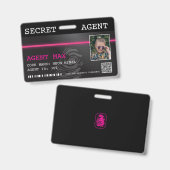 Interactief Geheime Agent Spion Badge - Zwart/Roze (Voor- en achterkant)
