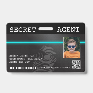 Interactief Geheime Agent Spion Badge - Zwart/Turq
