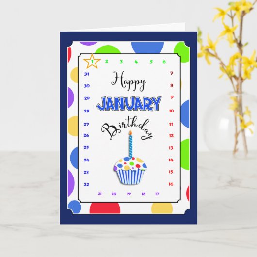 Interactief Verplaats de Star JANUARY Birthday Car Kaart (Gele Bloem)