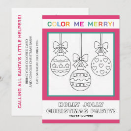 Interactieve Kerstkleurplaatfeest voor kinderen Kaart