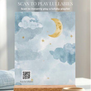 Interactieve QR Code Slaapliedje Blauwe Waterverf Acryl Bord