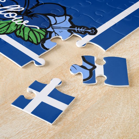 Interactieve uitnodiging voor een blauwe bruiloft legpuzzel (Zijkant)