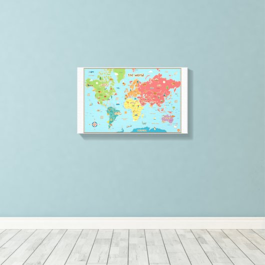 Interactieve Wereldkaart Canvas Wall Art (Insitu (Houten vloer))