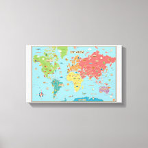 Interactieve Wereldkaart Canvas Wall Art