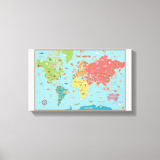 Interactieve Wereldkaart Canvas Wall Art Afdruk (Voorkant)