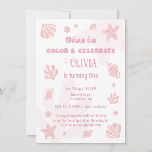 Interactieve Zeemeermin Kleuren Fun Creatieve Verj Kaart (Voorkant)