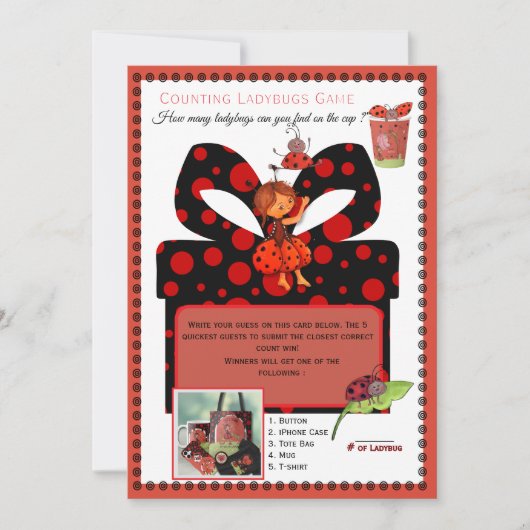 Interactive Counting Ladybugs Game Card | Template Kaart (Voorkant)