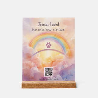 Interactive Pet Memorial Acrylic Sign | QR Code Acryl Bord