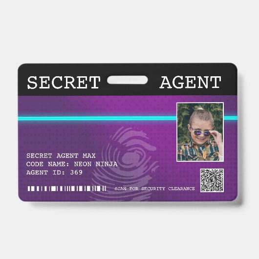 Interactive Secret Agent Spy Badge - Paarse/Blauwg (Voorzijde)