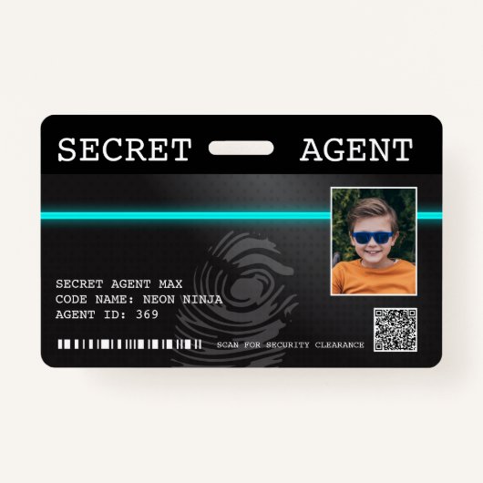 Interactive Secret Agent Spy Badge - Zwart/Blauwgr (Voorkant)