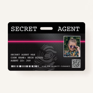 Interactive Secret Agent Spy Badge - Zwart/Roze