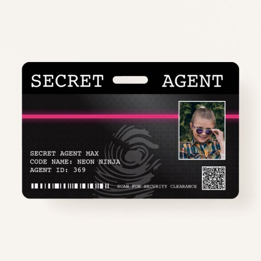 Interactive Secret Agent Spy Badge - Zwart/Roze (Voorkant)
