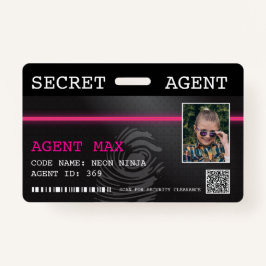 Interactive Secret Agent Spy Badge - Zwart/Roze