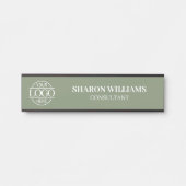 Interchangeable Sage Green Custom Business Logo  Deurbordje (Voorkant)