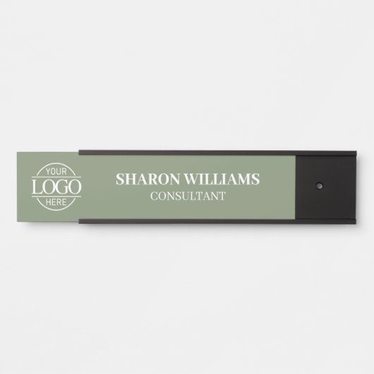 Interchangeable Sage Green Custom Business Logo  Deurbordje (Voorkant)