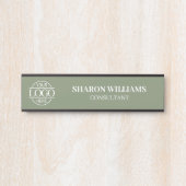 Interchangeable Sage Green Custom Business Logo  Deurbordje (Voorkant)