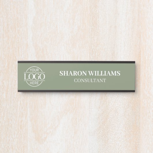Interchangeable Sage Green Custom Business Logo  Deurbordje (Voorkant)