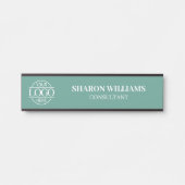 Interchangeable Teal Green Custom Business Logo  Deurbordje (Voorkant)