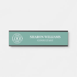Interchangeable Teal Green Custom Business Logo  Deurbordje