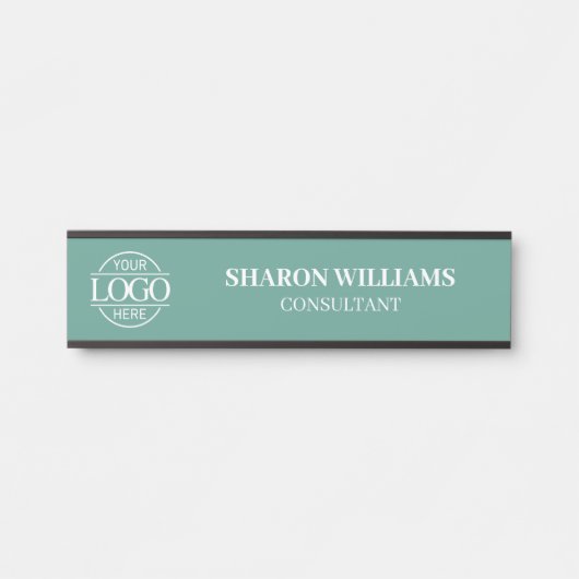 Interchangeable Teal Green Custom Business Logo  Deurbordje (Voorkant)