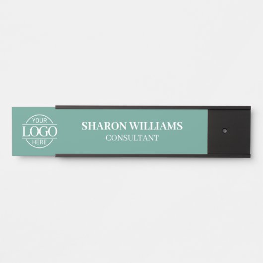 Interchangeable Teal Green Custom Business Logo  Deurbordje (Voorkant)