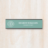 Interchangeable Teal Green Custom Business Logo  Deurbordje (Voorkant)
