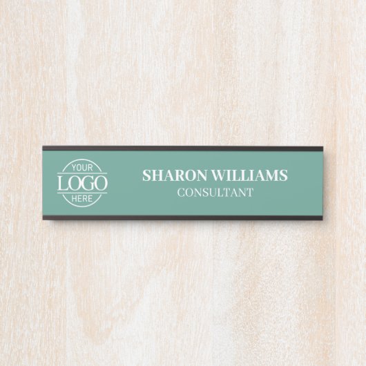 Interchangeable Teal Green Custom Business Logo  Deurbordje (Voorkant)