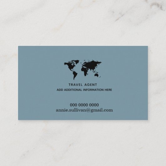 Intercontinental Travel Agent worldmap blue Visitekaartje (Achterkant)