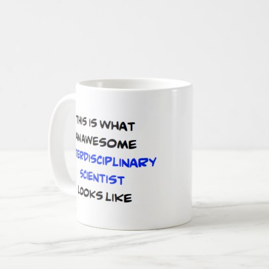 interdisciplinaire wetenschapper, geweldige koffiemok (Voorkant links)