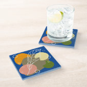 Interessante abstracte plekjes met bladeren glazen onderzetter (Schuin)