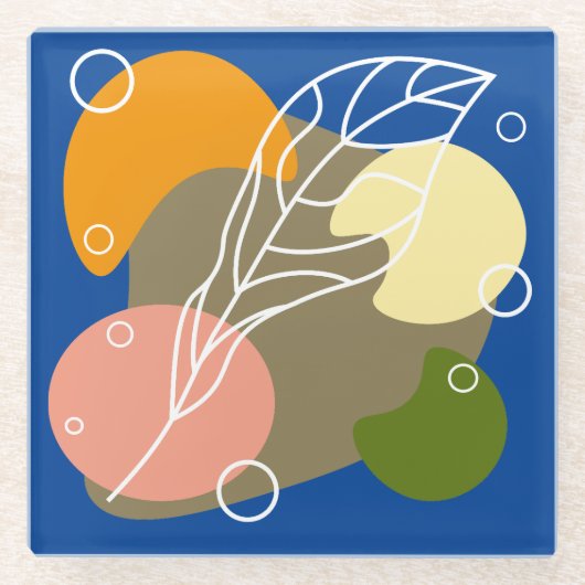 Interessante abstracte plekjes met bladeren glazen onderzetter (Voorkant)