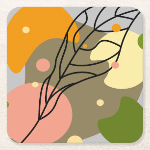 Interessante abstracte plekjes met bladeren kartonnen onderzetters