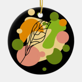 Interessante abstracte plekjes met bladeren keramisch ornament