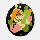 Interessante abstracte plekjes met bladeren keramisch ornament (Links)