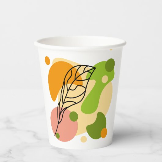 Interessante abstracte plekjes met bladeren papieren bekers (Voorkant)
