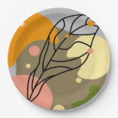 Interessante abstracte plekjes met bladeren papieren bordje (Voorkant)