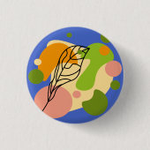 Interessante abstracte plekjes met bladeren ronde button 3,2 cm (Voorkant)