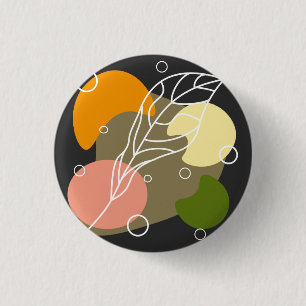 Interessante abstracte plekjes met bladeren ronde button 3,2 cm
