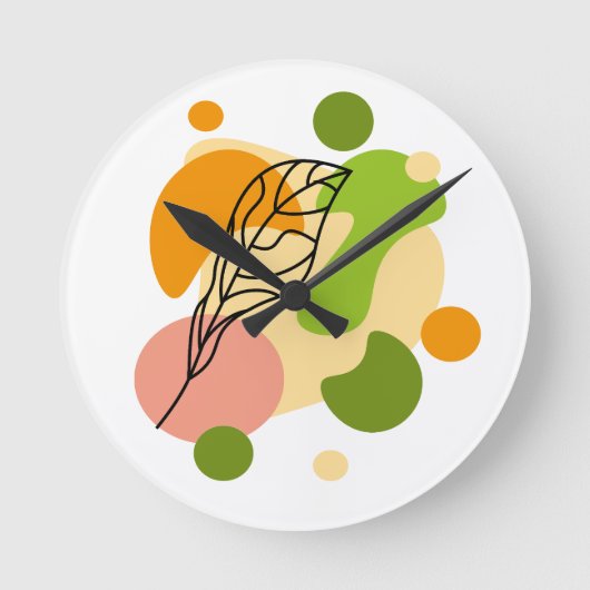 Interessante abstracte plekjes met bladeren ronde klok (Voorkant)