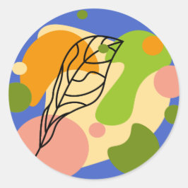 Interessante abstracte plekjes met bladeren ronde sticker