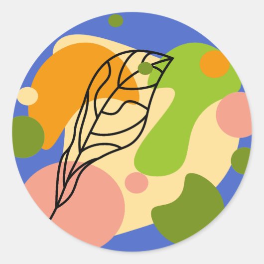 Interessante abstracte plekjes met bladeren ronde sticker (Voorkant)