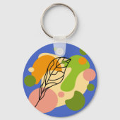 Interessante abstracte plekjes met bladeren sleutelhanger (Voorkant)