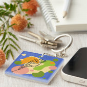 Interessante abstracte plekjes met bladeren sleutelhanger (Voorkant Rechts)