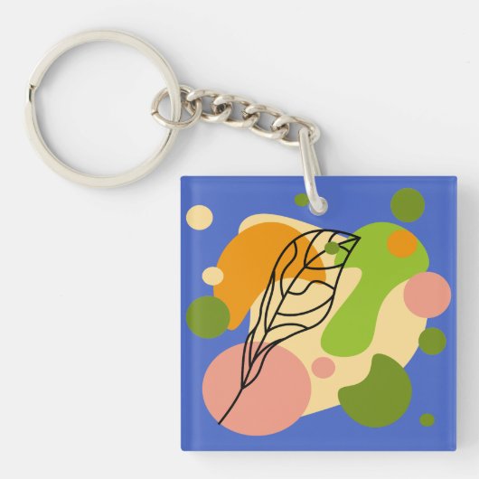 Interessante abstracte plekjes met bladeren sleutelhanger (voorkant)