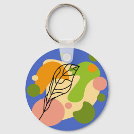 Interessante abstracte plekjes met bladeren sleutelhanger