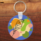 Interessante abstracte plekjes met bladeren sleutelhanger (Voorkant)