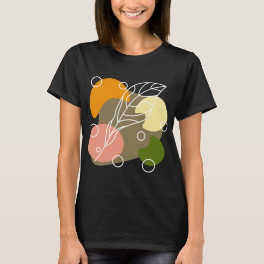 Interessante abstracte plekjes met bladeren t-shirt (Voorkant)