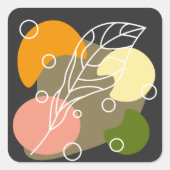 Interessante abstracte plekjes met bladeren vierkante sticker (Voorkant)