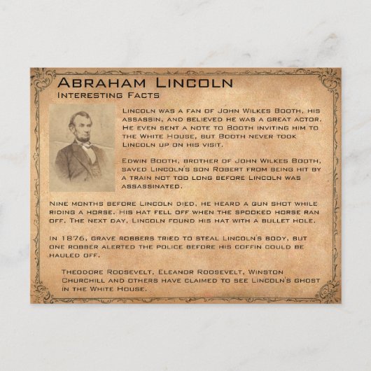Interessante feiten over Abraham Lincoln Briefkaart (Voorkant)