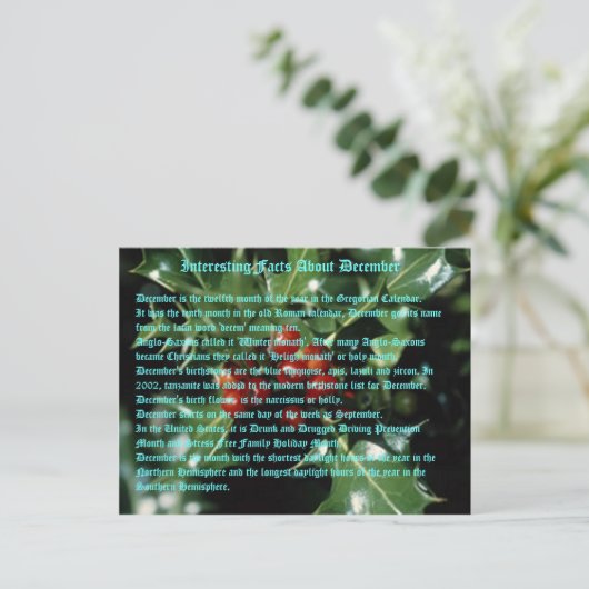interessante feiten over december briefkaart (Staand voorkant)